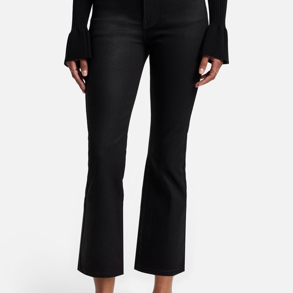 7 For All Mankind Black Flare Jeans — High-Rise Wide Leg - Picture 5 of 7